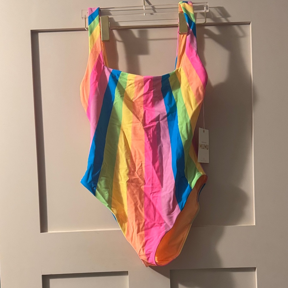 Show Me Your MuMu Rainbow Striped Swimsuit